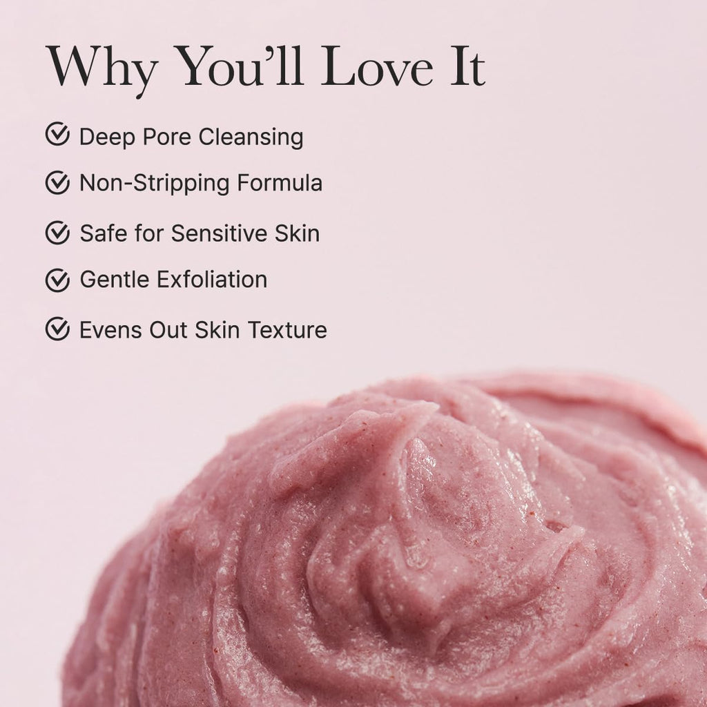 Arencia Rosehip Brightening Rice Mochi Face Cleanser & Daily Scrub - Moisturizing, Exfoliating & Deep-Cleansing - All Skin Types with Rice Powder & Rice Water (4.23oz)